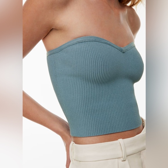 Babaton Tops - Babaton Strapless Sweetheart Ribbed Tube Top - Army Green